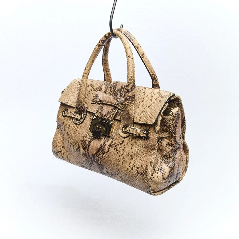 Jimmy Choo‎ Python Handbag Tan Snake Print Satchel